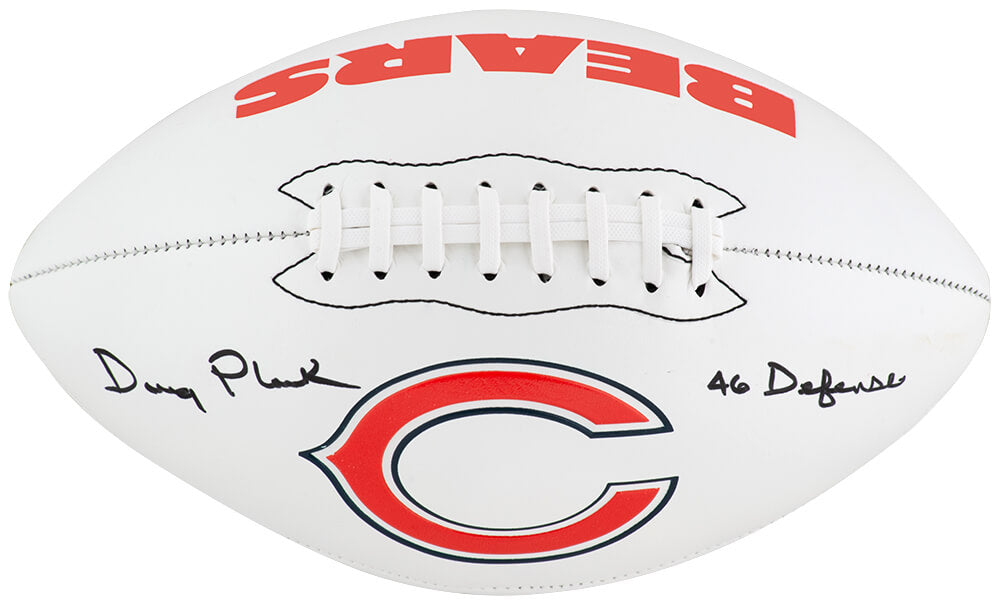 Doug Plank Signed Chicago Bears Logo Franklin White Panel Football w/46 Defense