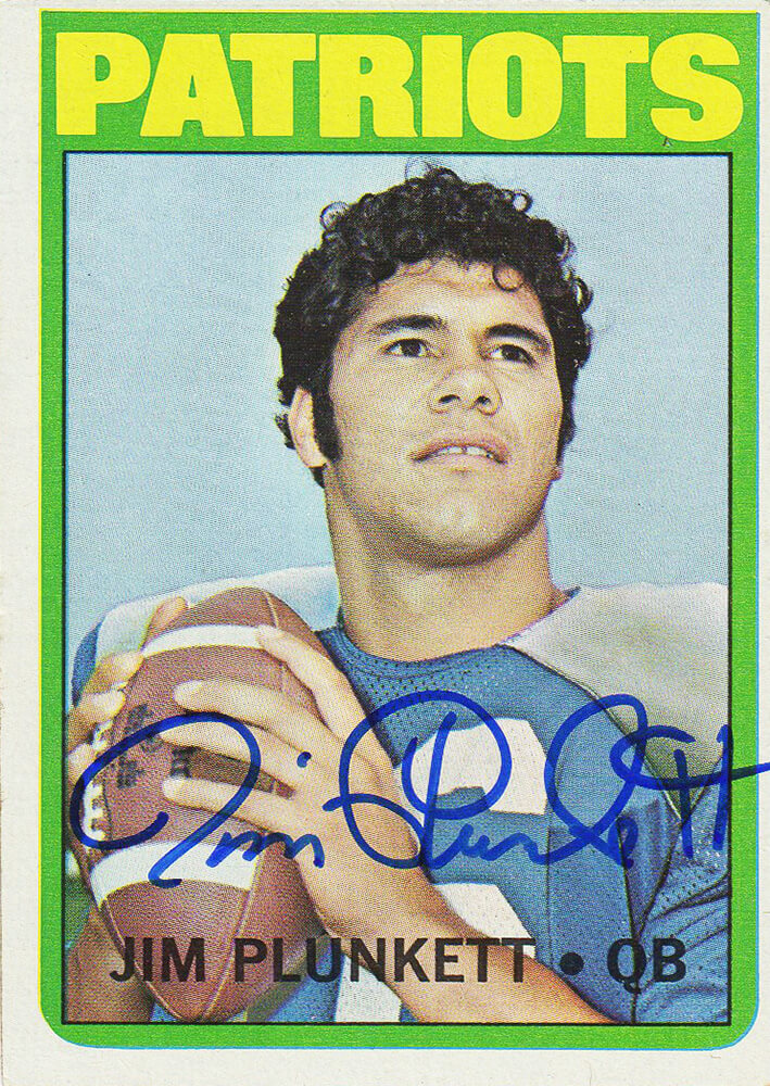 Jim Plunkett Signed New England Patriots 1972 Topps Rookie Card #65