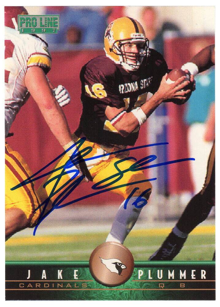 Jake Plummer Signed Arizona Cardinals 1997 Pro Line Rookie Football Trading Card #279 w/Snake