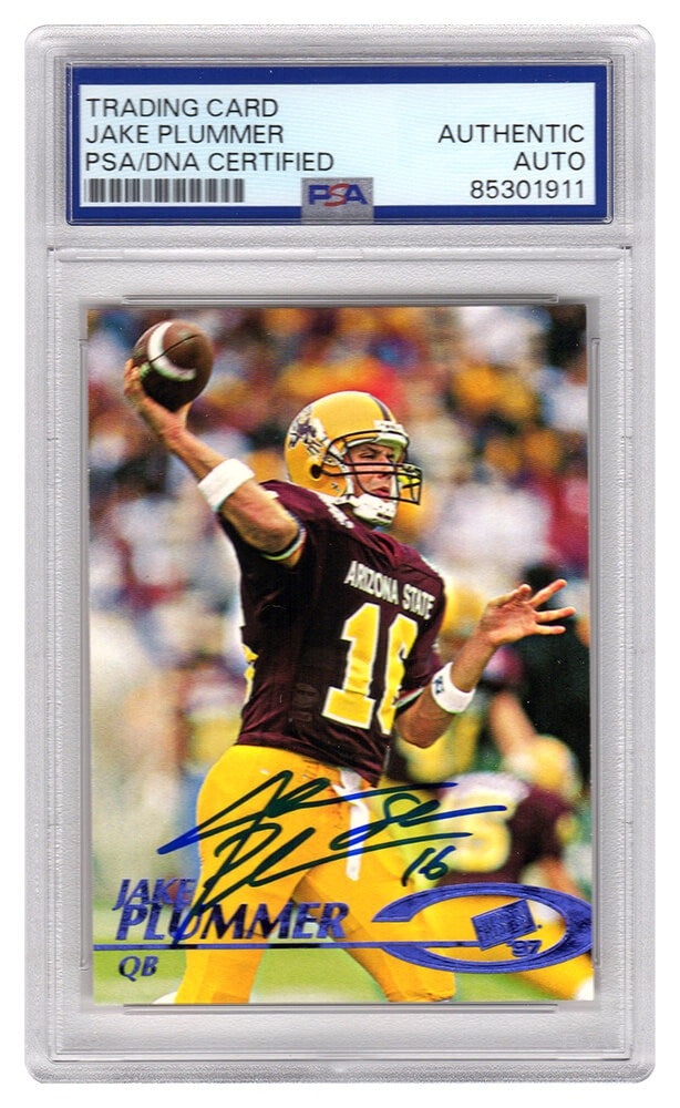 Jake Plummer Signed Arizona State 1997 Press Pass Rookie Football Card #6 w/Snake (PSA Encapsulated)