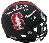 Jim Plunkett Signed Stanford Cardinals Tree Logo Black Schutt Mini Helmet w/Heisman '70