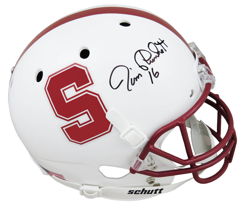 Jim Plunkett Signed Stanford Cardinals White Schutt Full Size Replica Helmet