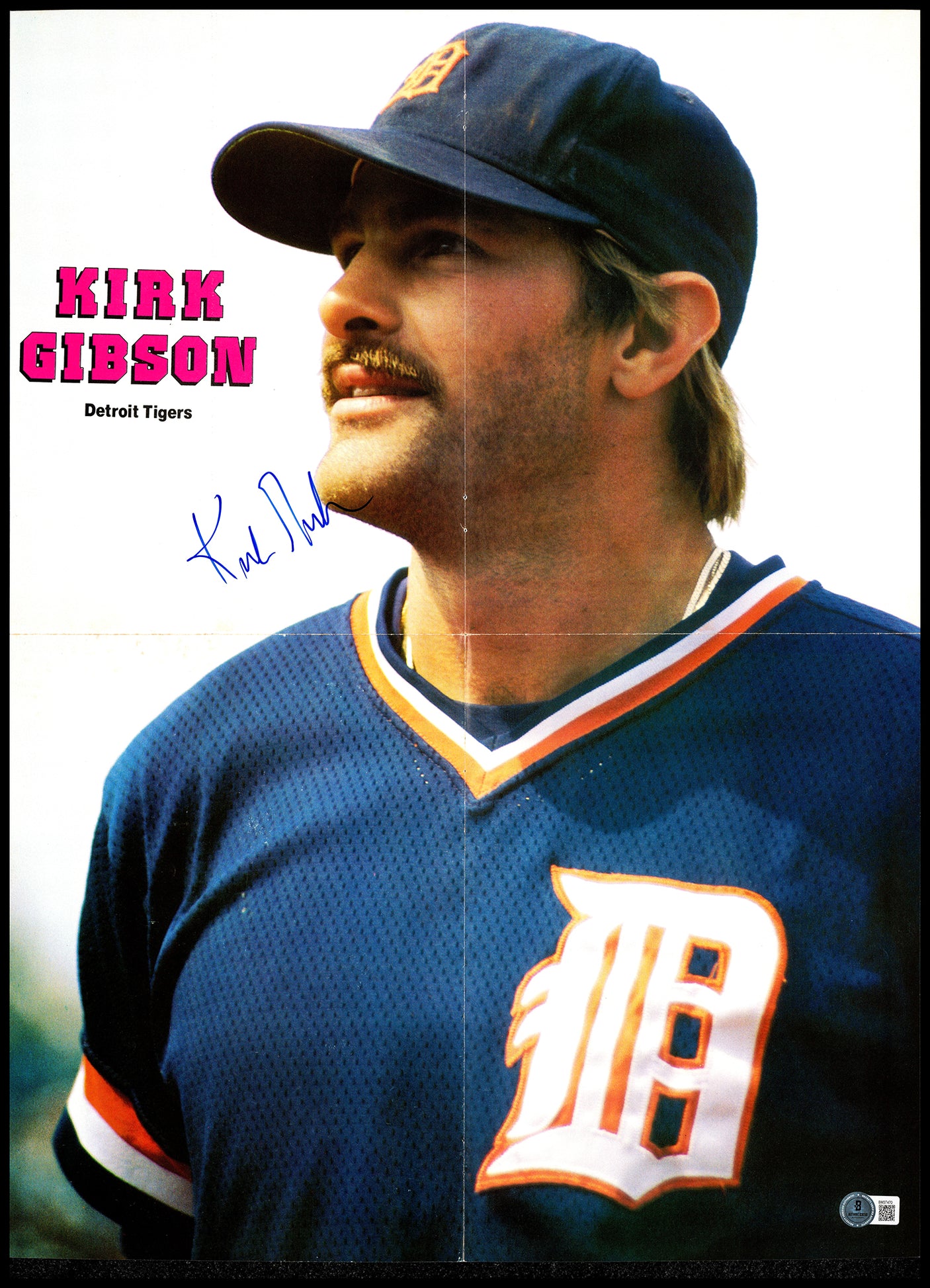 Kirk Gibson Autographed 16x22 Poster Detroit Tigers Beckett BAS QR #BM37470