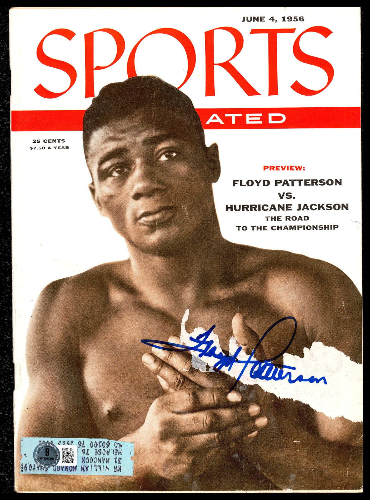 Floyd Patterson Autographed Sports Illustrated Magazine Beckett BAS QR #BM37180