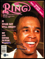 Sugar Ray Leonard Autographed Ring Magazine Beckett BAS QR #BM37186