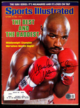 Marvelous Marvin Hagler Autographed Sports Illustrated Magazine Beckett BAS QR #BM37206