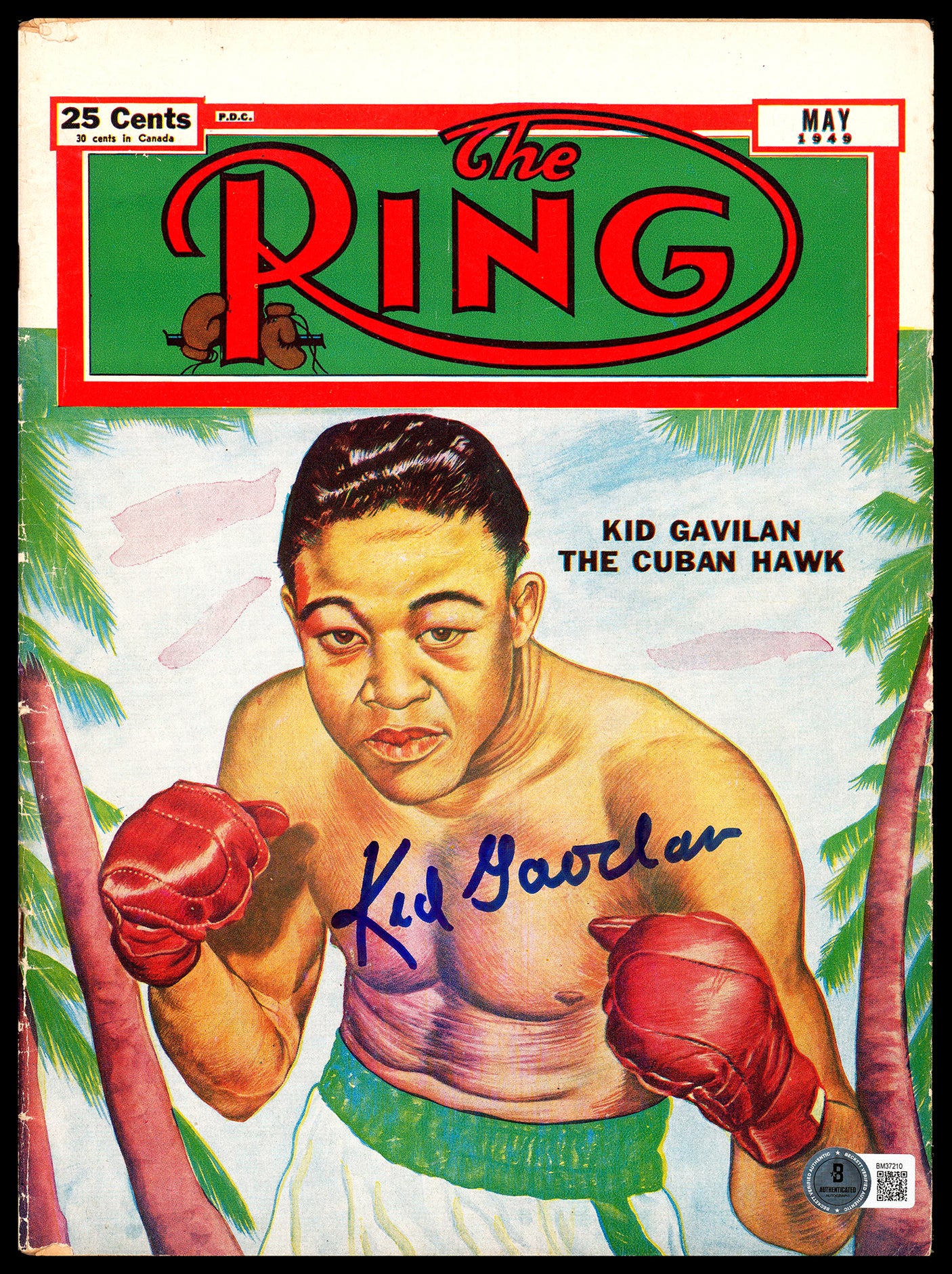 Kid Gavilan Autographed Ring Magazine Beckett BAS QR #BM37210
