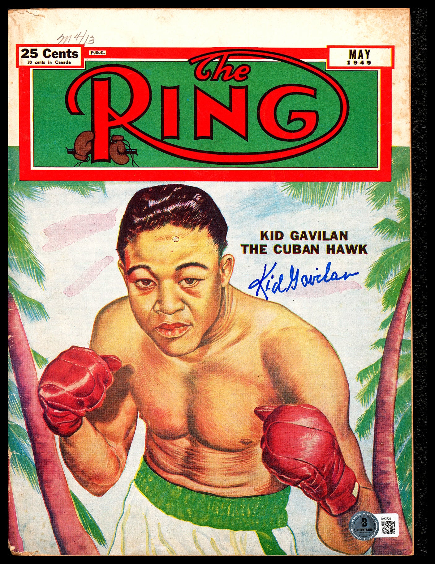Kid Gavilan Autographed Ring Magazine Beckett BAS QR #BM37211