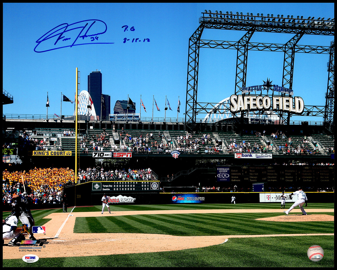 Felix Hernandez Autographed 16x20 Photo "P.G. 8-15-12" PSA/DNA #4A59917