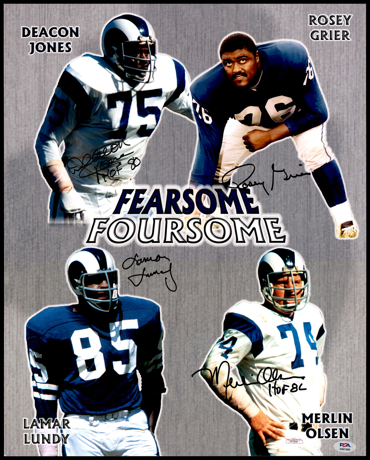 Los Angeles Rams Fearsome Foursome Autographed 16x20 Photo With Deacon Jones & 3 Others PSA/DNA #AN01360