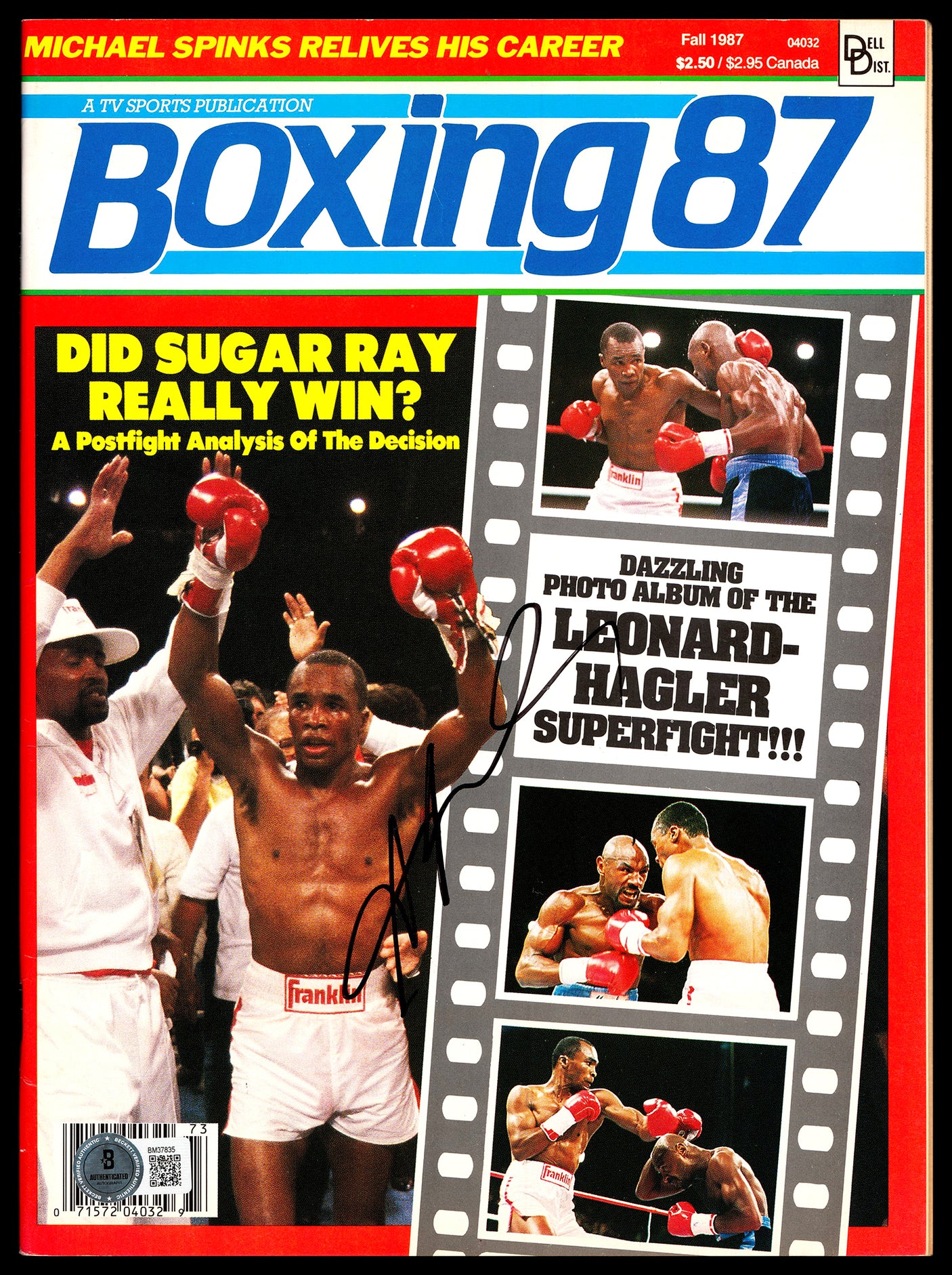Sugar Ray Leonard Autographed Magazine Beckett BAS QR #BM37835