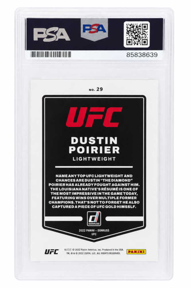 Dustin Poirier Signed 2022 Donruss MMA Trading Card #29 - (PSA Encapsulated)
