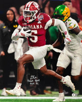 D'Angelo Ponds Signed Indiana Hoosiers Action 16x20 Photo w/Peach Bowl Pick 6 - (Beckett)