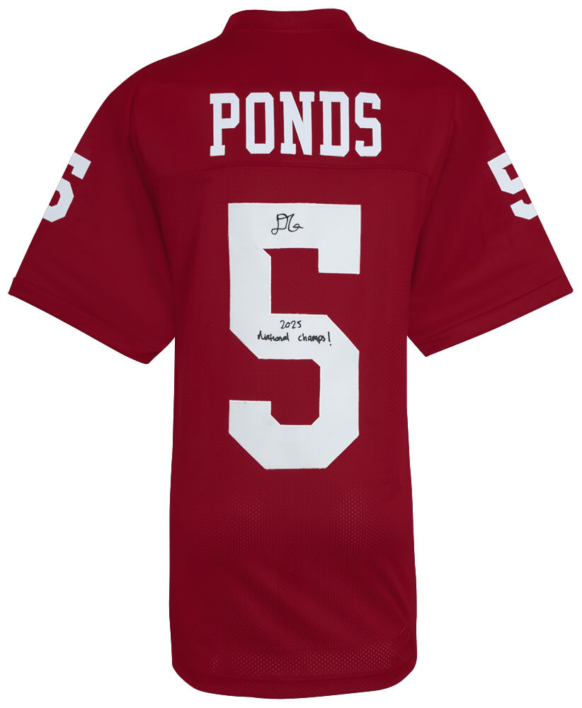 D'Angelo Ponds Signed Red Custom College Football Jersey w/2025 National Champs
