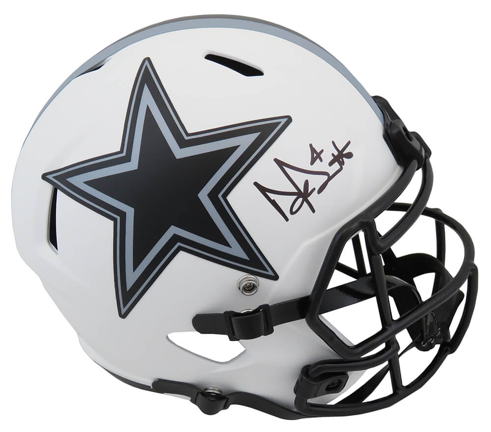 Dak Prescott Signed Dallas Cowboys Lunar Eclipse White Matte Riddell Full Size Speed Replica Helmet