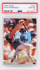 Alex Rodriguez (Seattle Mariners) 1994 Flair Baseball #340 RC Rookie Card - PSA 10 GEM MINT (New Label)