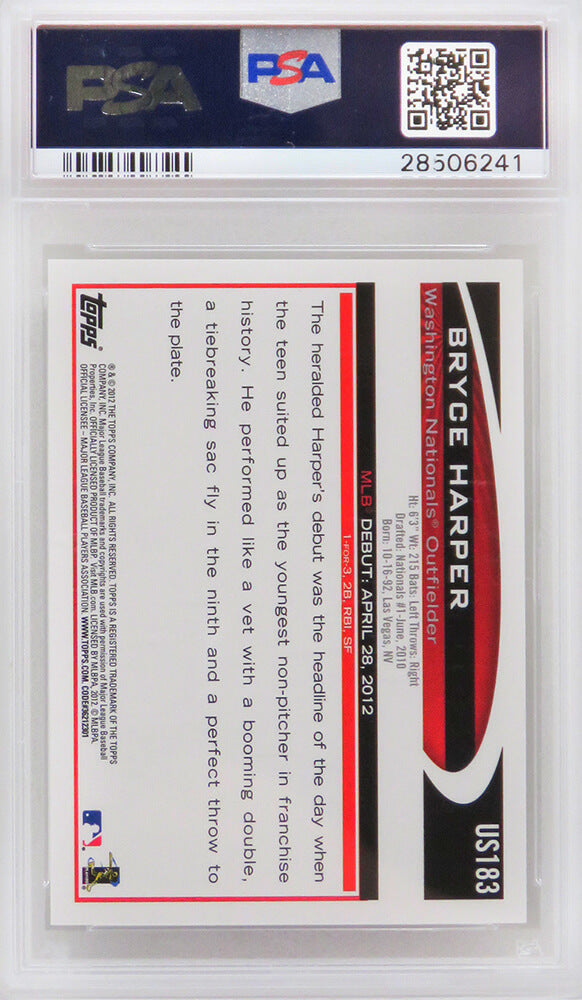 Bryce Harper (Washington Nationals) 2012 Topps Update Baseball #US183 RC Rookie Card - PSA 10 GEM MINT (New Label)