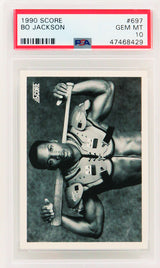 Bo Jackson 1990 Score Baseball #697 B&W Bat On Shoulder Pads Card - PSA 10 GEM MINT
