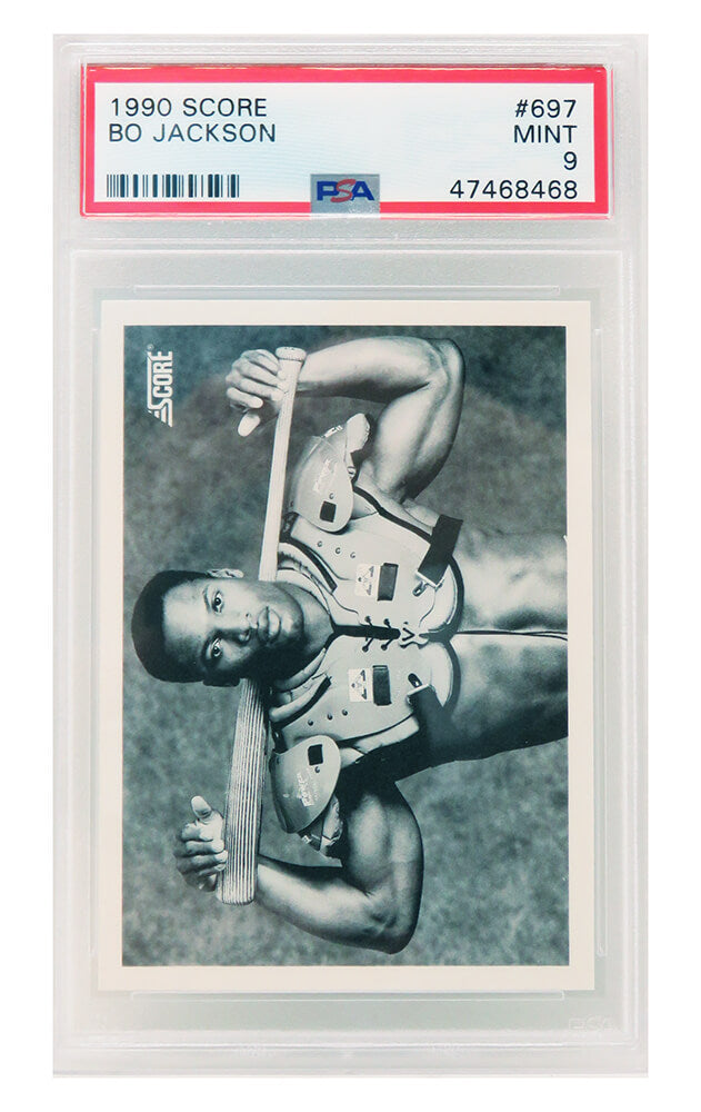 Bo Jackson 1990 Score Baseball #697 B&W Bat On Shoulder Pads Card - PSA 9 MINT