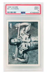 Bo Jackson 1990 Score Baseball #697 B&W Bat On Shoulder Pads Card - PSA 9 MINT
