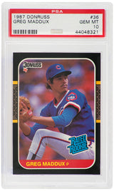 Greg Maddux (Chicago Cubs) 1987 Donruss Baseball #36 RC Rated Rookie Card - PSA 10 GEM MINT (Silver Label)