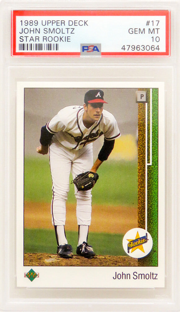 John Smoltz (Atlanta Braves) 1989 Upper Deck Baseball #17 RC Rookie Card - PSA 10 GEM MINT