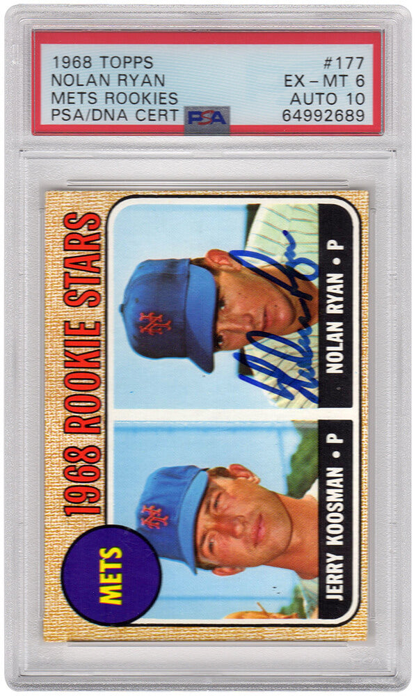 Nolan Ryan / Jerry Koosman (New York Mets) 1968 Topps Baseball #177 RC Rookie Card - (PSA 6 / Auto Grade 10)