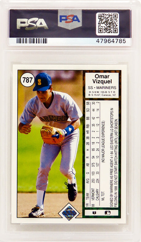 Omar Vizquel (Seattle Mariners) 1989 Upper Deck Baseball #787 RC Rookie Card - PSA 10 GEM MINT