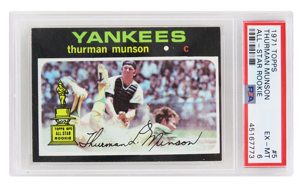 Thurman Munson (New York Yankees) 1971 Topps All Star Rookie Card #5 (2nd Year Card) - PSA 6 EX-MT (B)