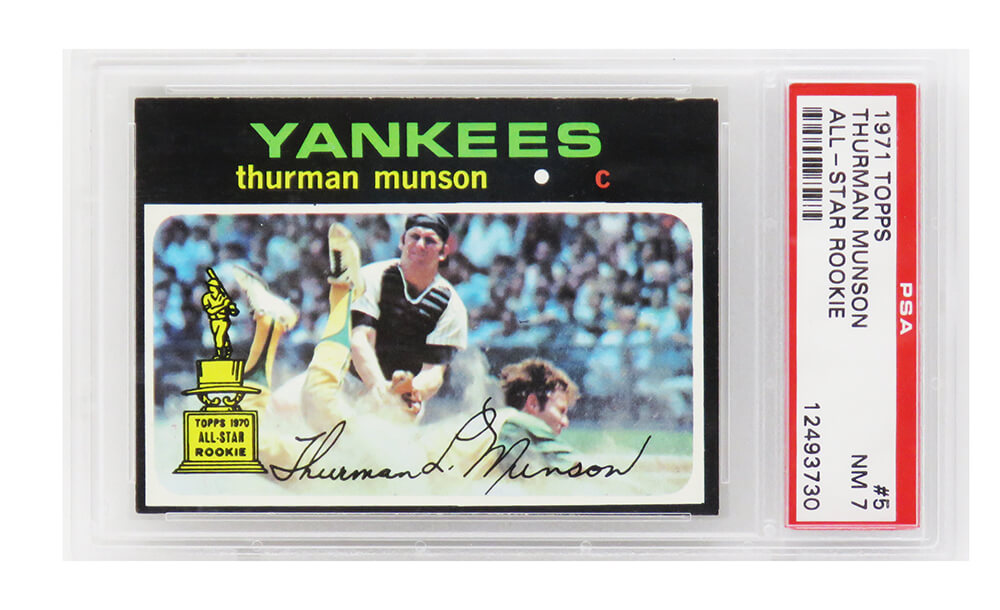 Thurman Munson (New York Yankees) 1971 Topps All Star Rookie Card #5 (2nd Year Card) - PSA 7 NM (D)