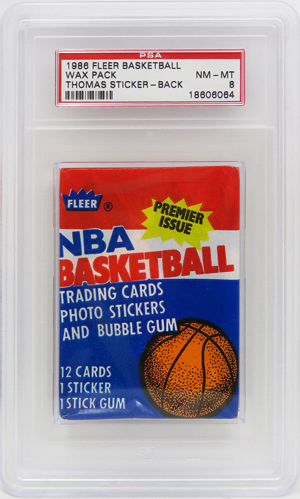 1986 Fleer Basketball Wax Pack - (Encapsulated / Graded PSA 8) (Isiah Thomas RC Sticker On Back) (Michael Jordan RC??)