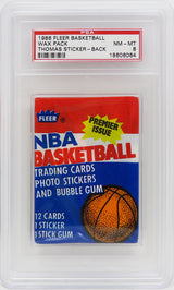 1986 Fleer Basketball Wax Pack - (Encapsulated / Graded PSA 8) (Isiah Thomas RC Sticker On Back) (Michael Jordan RC??)