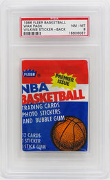 1986 Fleer Basketball Wax Pack - (Encapsulated / Graded PSA 8) (D. Wilkins RC Sticker On Back) Michael Jordan RC??