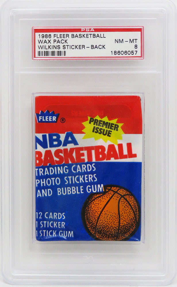 1986 Fleer Basketball Wax Pack - (Encapsulated / Graded PSA 8) (D. Wilkins RC Sticker On Back) Michael Jordan RC??