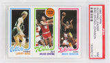 Larry Bird, Magic Johnson & Julius Erving 1980 Topps Scoring Leader RC Card (PSA 7 NM)(B)