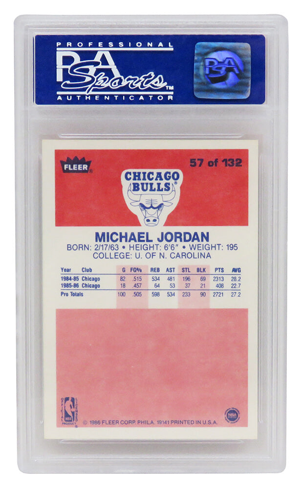 Michael Jordan (Chicago Bulls) 1986 Fleer Basketball #57 RC Rookie Card - PSA 8 NM-MT