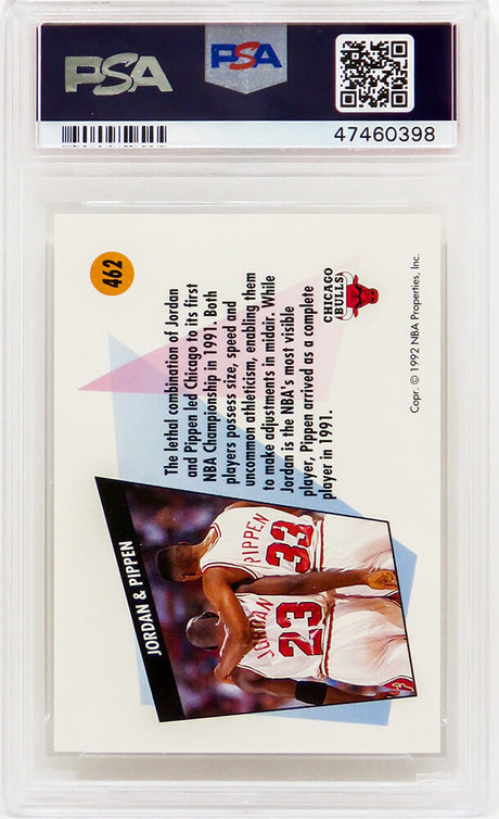 Michael Jordan & Scottie Pippen (Chicago Bulls) 1991-92 Skybox Basketball #462 Card - PSA 10 GEM MINT (New Label)