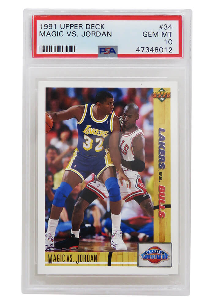 Michael Jordan vs Magic Johnson 1991-92 Upper Deck Basketball #34 Card - PSA 10 GEM MINT (New Label)