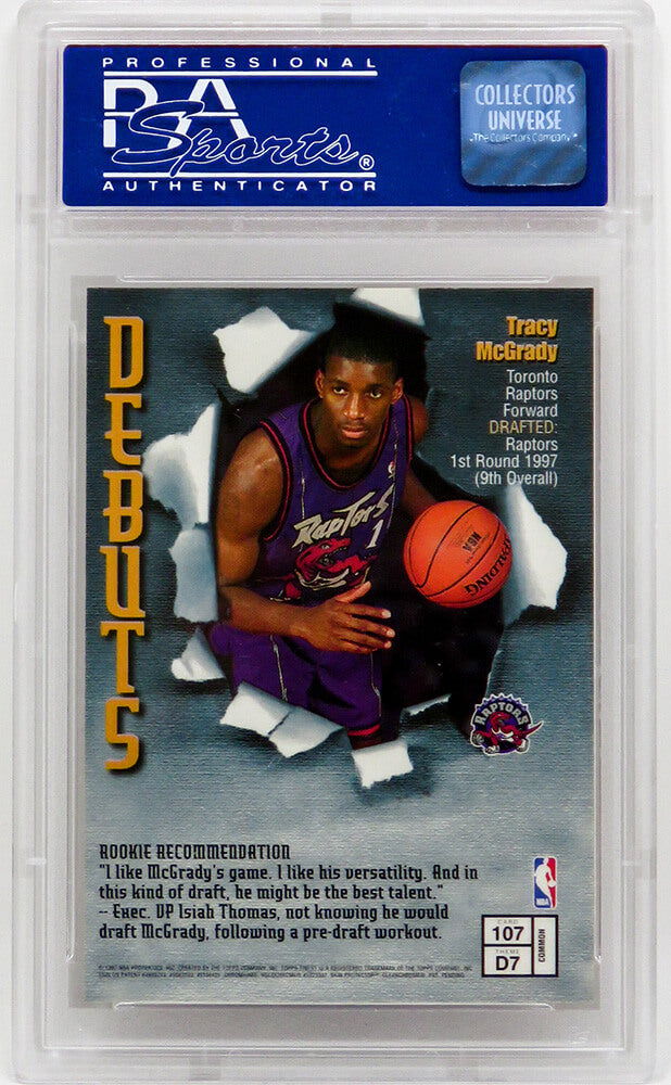 Tracy McGrady (Toronto Raptors) 1997 Topps Finest Basketball #107 RC Rookie Card - PSA 10 GEM MINT