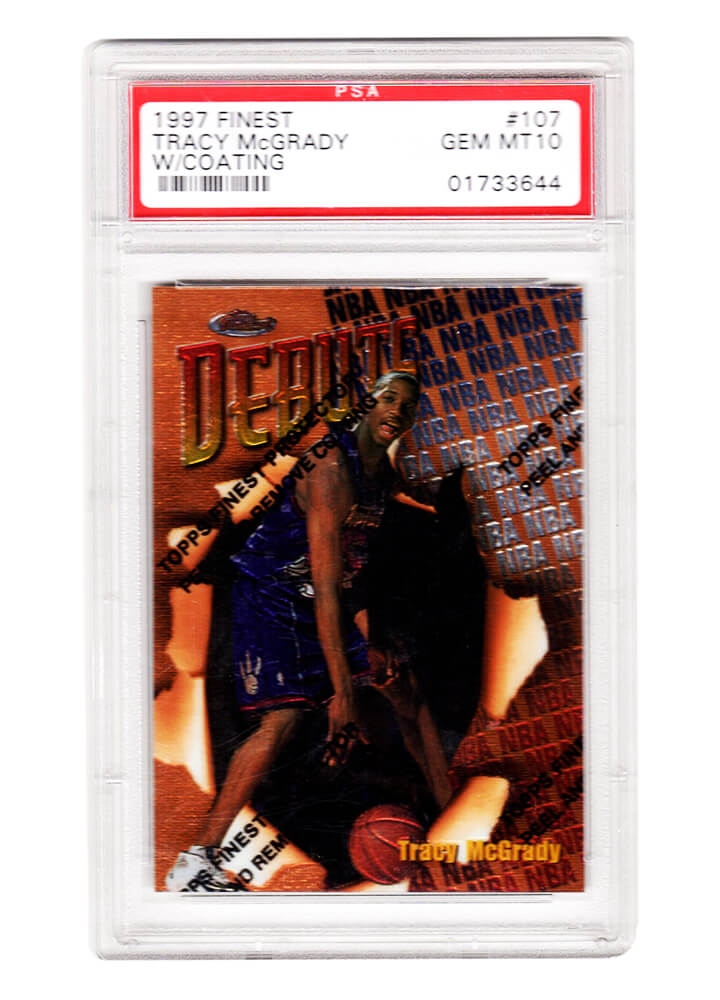 Tracy McGrady (Toronto Raptors) 1997 Topps Finest Basketball #107 RC Rookie Card - PSA 10 GEM MINT w/Coating
