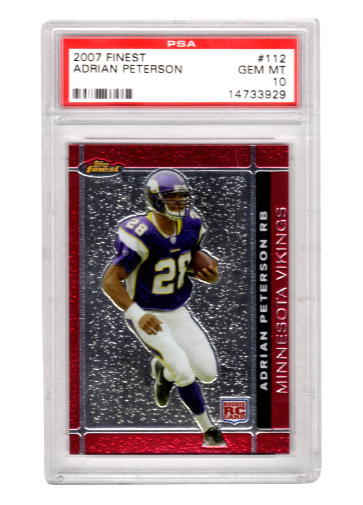 Adrian Peterson (Minnesota Vikings) 2007 Topps Finest Football #112 RC Rookie Card - PSA 10 GEM MINT