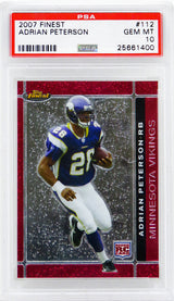 Adrian Peterson (Minnesota Vikings) 2007 Topps Finest Football #112 RC Rookie Card - PSA 10 GEM MINT (Silver Label)