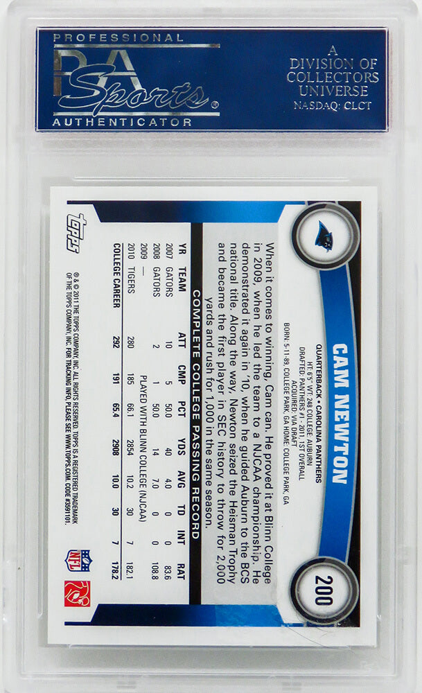 Cam Newton (Carolina Panthers) 2011 Topps Football #200 RC Rookie Card - PSA 10 GEM MINT