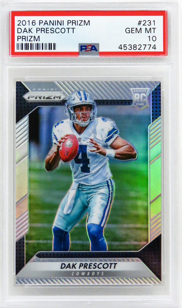 Dak Prescott (Dallas Cowboys) 2016 Panini Prizm Football #231 Flash Prizm RC Rookie Card - PSA 10 GEM MINT