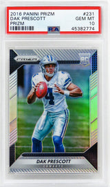 Dak Prescott (Dallas Cowboys) 2016 Panini Prizm Football #231 Flash Prizm RC Rookie Card - PSA 10 GEM MINT
