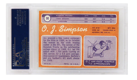O.J. Simpson (Buffalo Bills) 1970 Topps Football RC Rookie Card #90 - PSA 7 NM (T4)