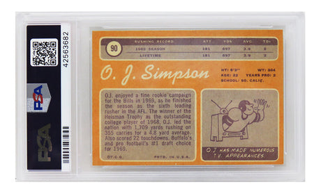 O.J. Simpson (Buffalo Bills) 1970 Topps Football RC Rookie Card #90 - PSA 7 NM (T5)