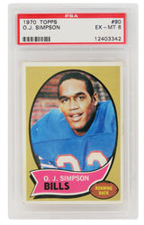 O.J. Simpson (Buffalo Bills) 1970 Topps Football RC Rookie Card #90 - PSA 6 EX-MT (A)