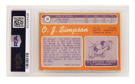 O.J. Simpson (Buffalo Bills) 1970 Topps Football RC Rookie Card #90 - PSA 7.5 NM+ (B)