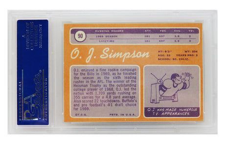 O.J. Simpson (Buffalo Bills) 1970 Topps Football RC Rookie Card #90 - PSA 9 (OC) MINT (D)